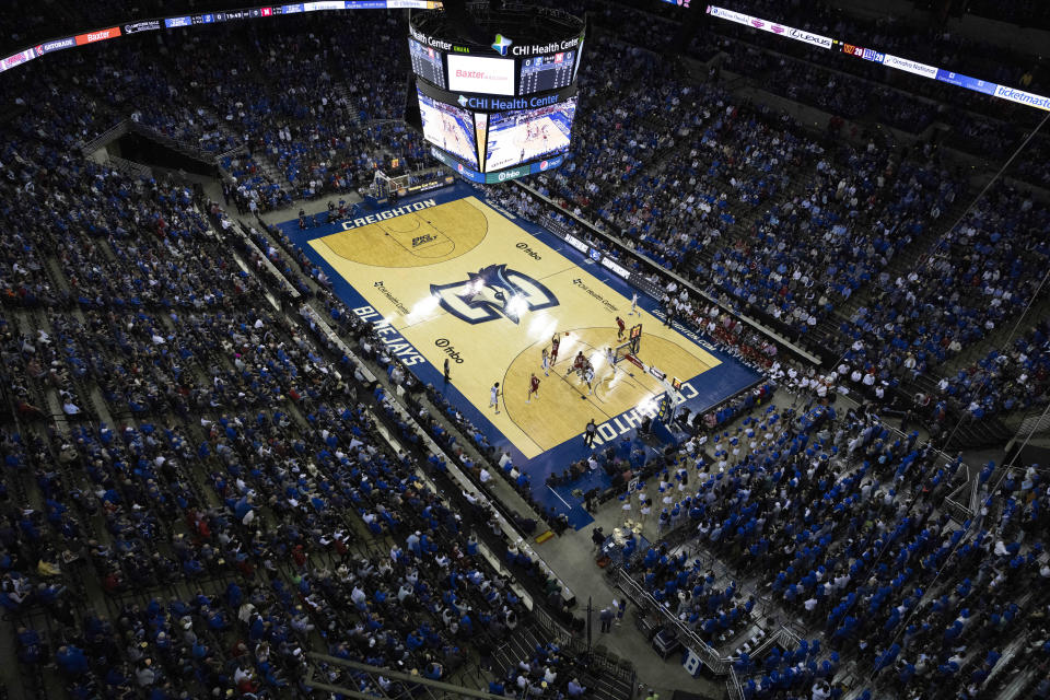 Nebraska plays against Creighton during the first half of an NCAA college basketball game on Sunday, Dec. 4, 2022, in Omaha, Neb. (AP Photo/Rebecca S. Gratz)
