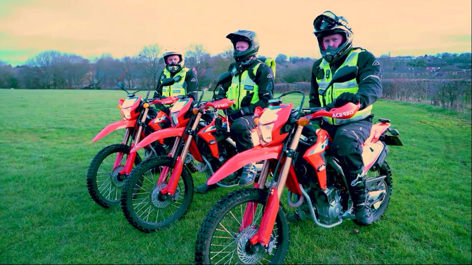 Derbyshire Police are using three specialist off-road dirt bikes to pursue criminals across the countryside.  (Derbyshire Police/SWNS)