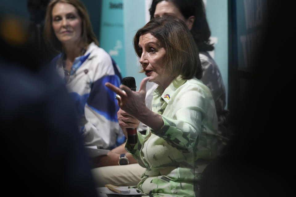 Speaker of the House Nancy Pelosi, D-Calif., speaks at the Resilience Hub at the COP27 U.N. Climate Summit, Thursday, Nov. 10, 2022, in Sharm el-Sheikh, Egypt. (AP Photo/Peter Dejong)