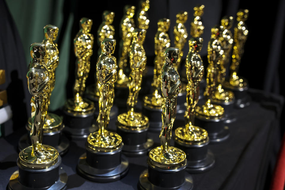 Oscar statues, backstage at the 95th Academy Awards at the Dolby Theatre on March 12, 2023.