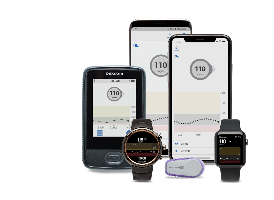 DexCom's G6 family of devices, including applicator, receiver, and sensor