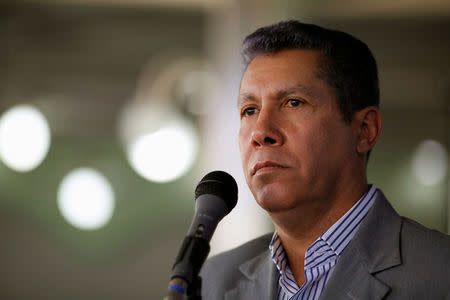 Venezuelan presidential candidate Henri Falcon attends a news conference in Caracas, Venezuela March 9, 2018. REUTERS/Carlos Garcia Rawlins