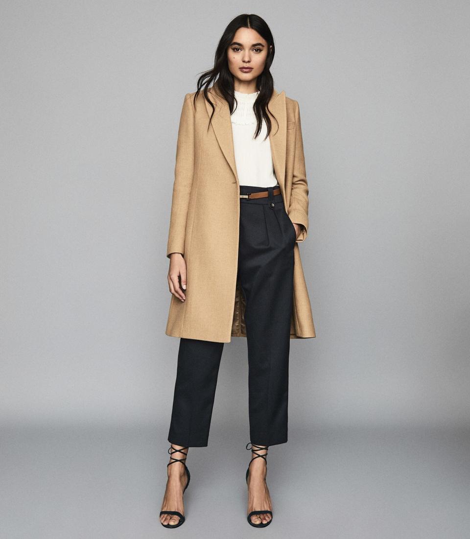 Get the <a href="https://www.reiss.com/us/p/wool-blend-coat-womens-erin-in-camel-brown/" target="_blank" rel="noopener noreferrer">Reiss Erin wool blend coat for $615</a>