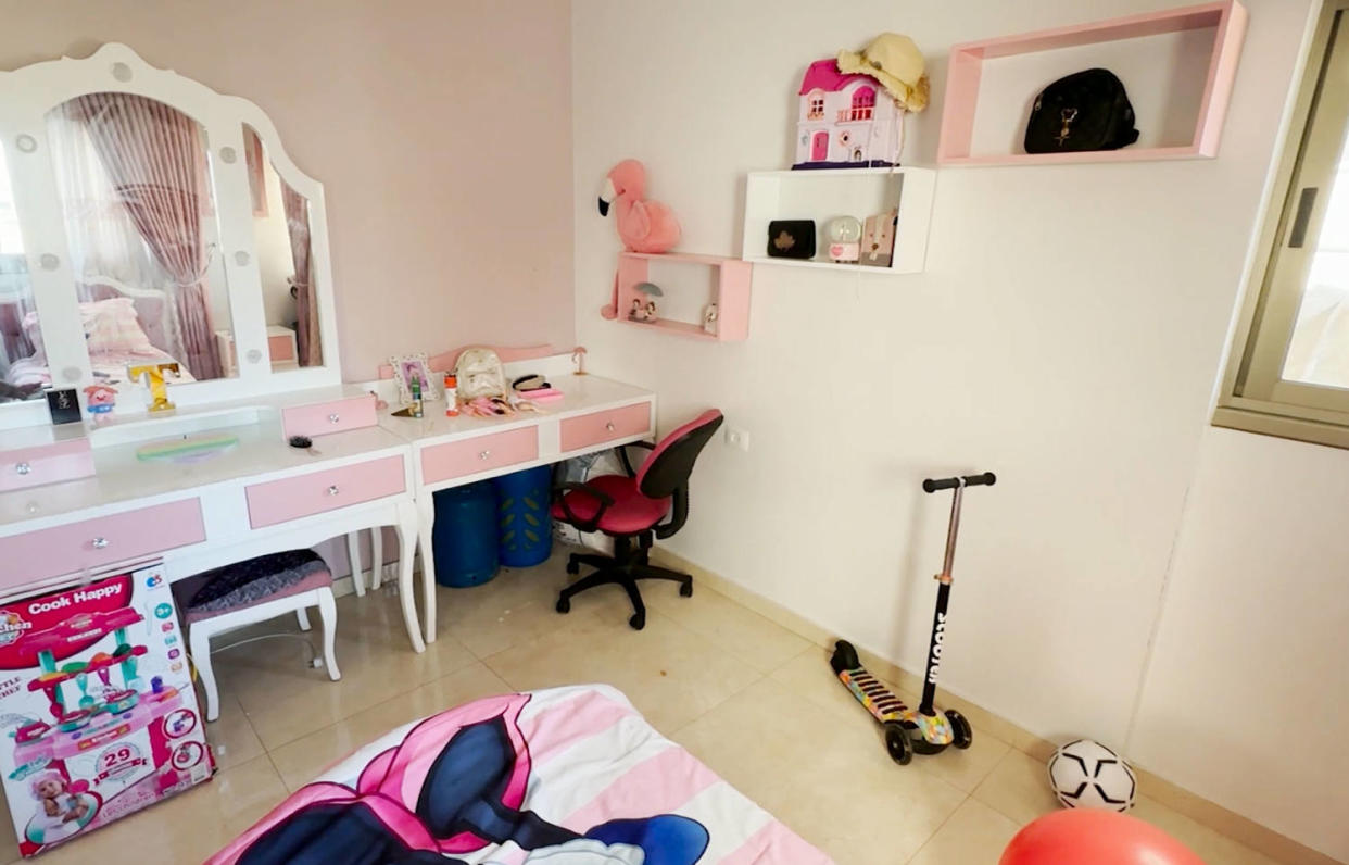 Tala's bedroom in Gaza City. (NBC News)