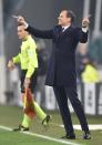 Juventus coach Massimiliano Allegri gestures during the Serie A soccer match between Juventus and Inter Milan at the Turin Allianz stadium, Italy, Friday, Dec. 7, 2018. (Alessandro Di Marco/ANSA via AP)