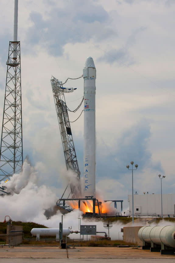 On Feb. 25, Falcon 9 and Dragon underwent a successful static fire in preparation for launch to the International Space Station. Engineers ran through all countdown processes as if it were launch day, ending with all nine engines on the rocket