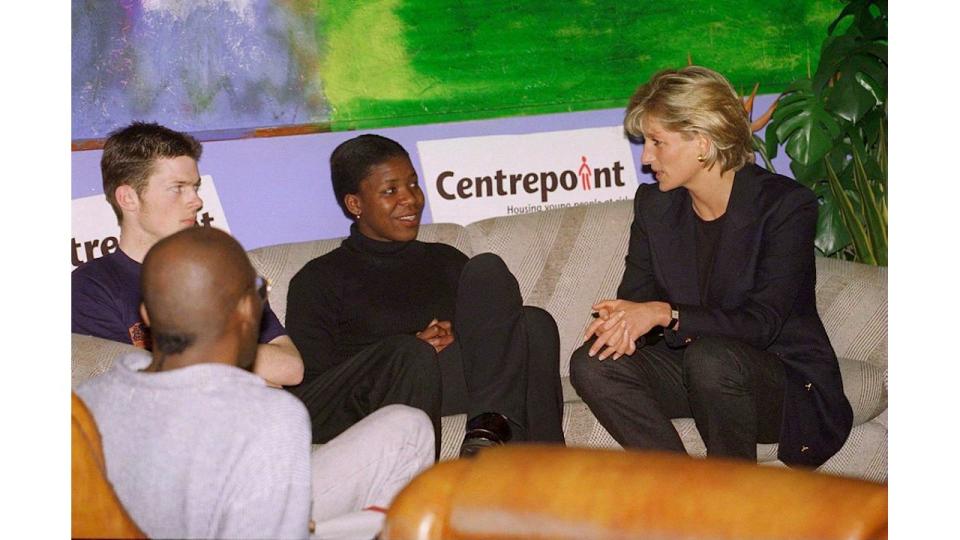 Diana, Princess Of Wales during visit to homeless charity