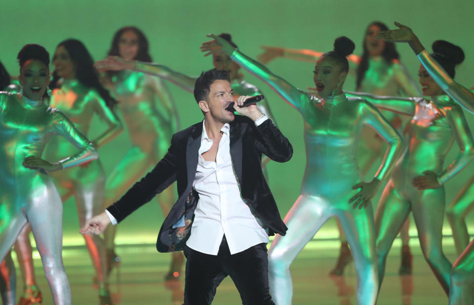 Peter Andre performing on stage, during the 69th Miss World annual final at the ExCel London.