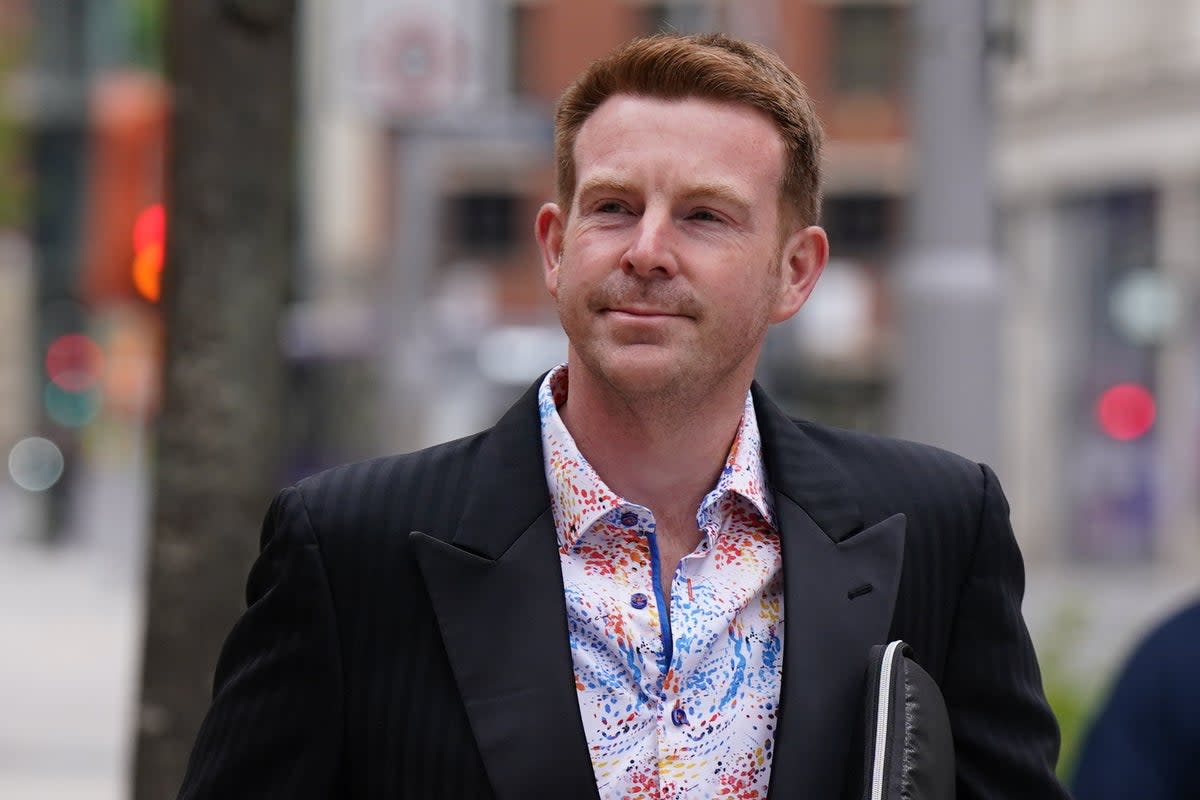 Ex-BBC presenter Alex Belfield arrives at Nottingham Crown Court for trial charged with stalking corporation staff members (Jacob King/PA) (PA Wire)