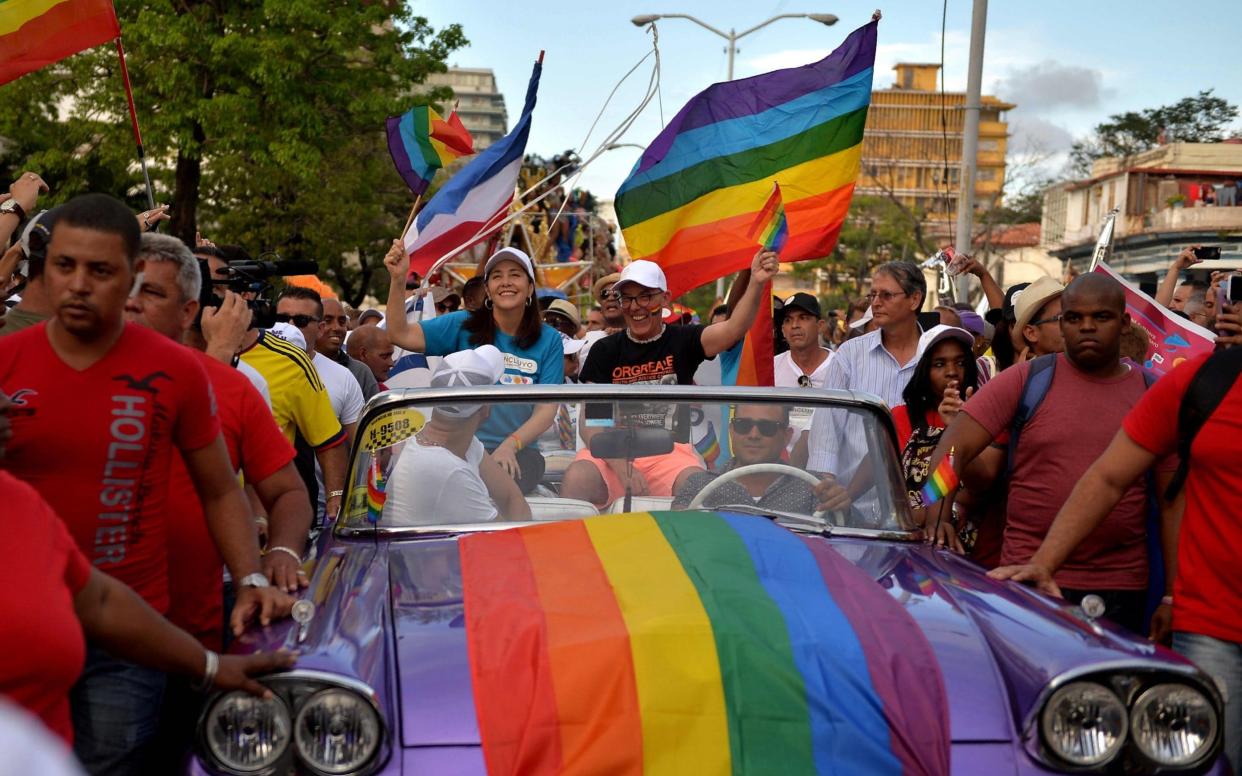 Mariela Castro, daughter of Raul Castro and outspoken LGBT activist, participates in the gay pride parade - AFP