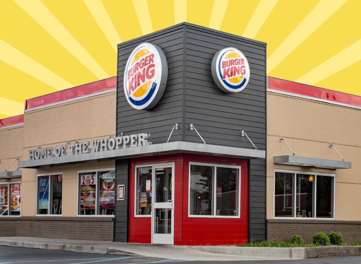 Burger King shop window on yellow background