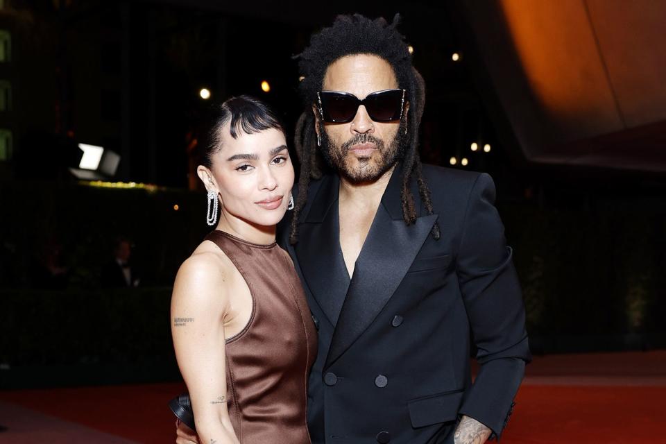 <p>Stefanie Keenan/Getty Images for Academy Museum of Motion Pictures</p> Zoë Kravitz poses with her dad Lenny Kravitz while out at the 3rd Annual Academy Museum of Motion Pictures Gala in L.A. on Dec. 3, 2023