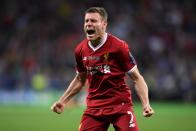 <p>James Milner celebrates Sadio Mane’s equaliser </p>