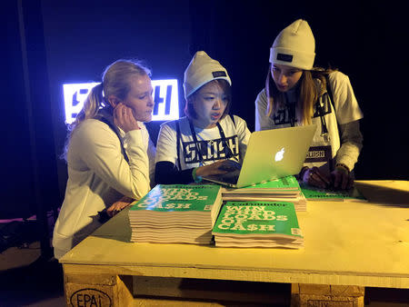 Staff is working at Slush, one of Europe's biggest tech start-up conferences in Helsinki, Finland November 30, 2016. REUTERS/Mia Shanley