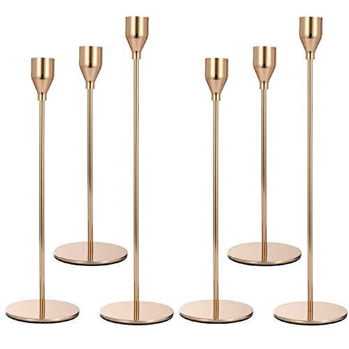 20) Anndason Pink Gold Candlestick Holders, Set of 6