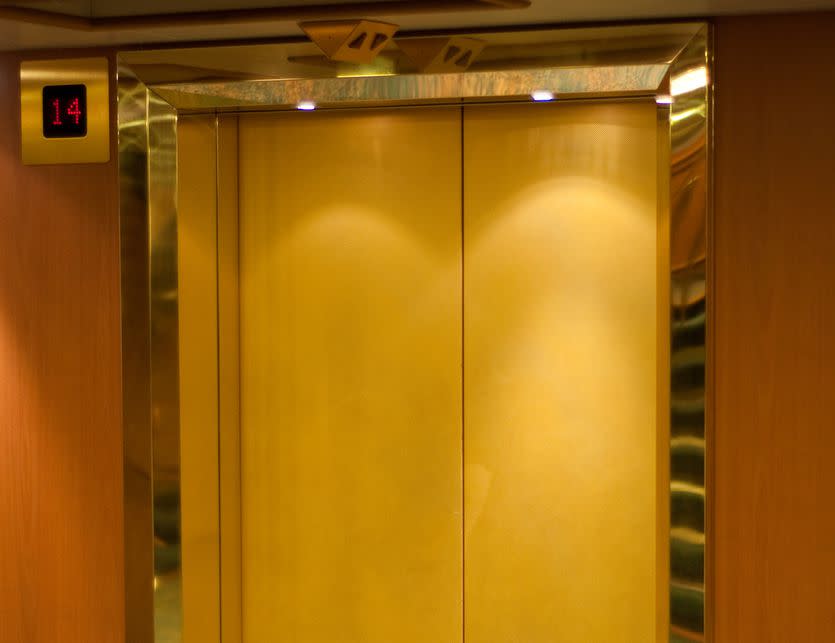 A cruise ship elevator door