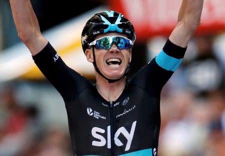 Cycling - Tour de France cycling race - The 184-km (114,5 miles) Stage 8 from Pau to Bagneres-de-Luchon, France - 09/07/2016 - Team Sky rider Chris Froome wins on the finish line. REUTERS/Jean-Paul Pelissier