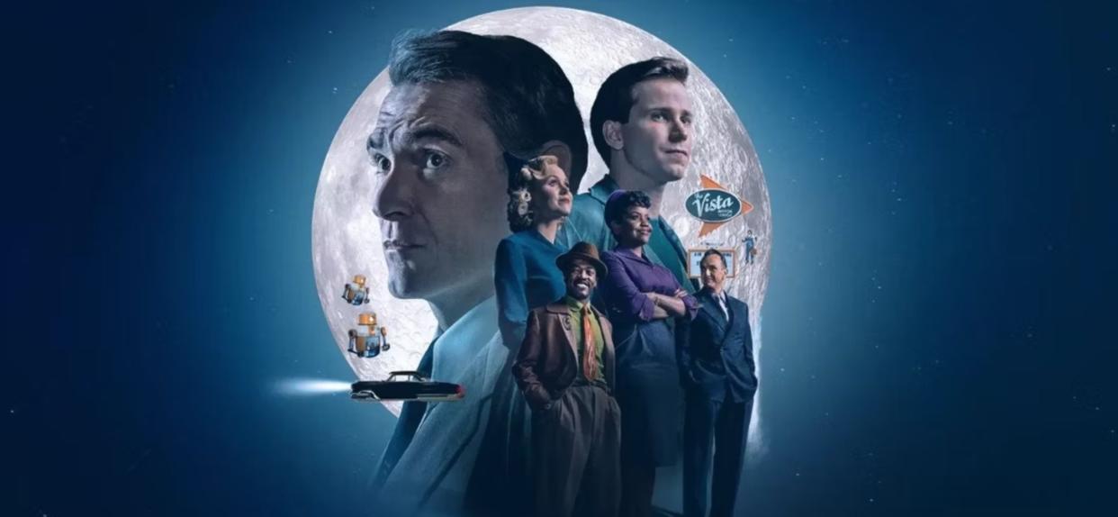 Promotional art for "Hello tomorrow!" showing the series' characters superimposed over the moon 