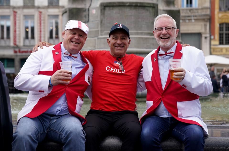 Fans gather in Nice for the Pool D meeting between England and Chile (PA)