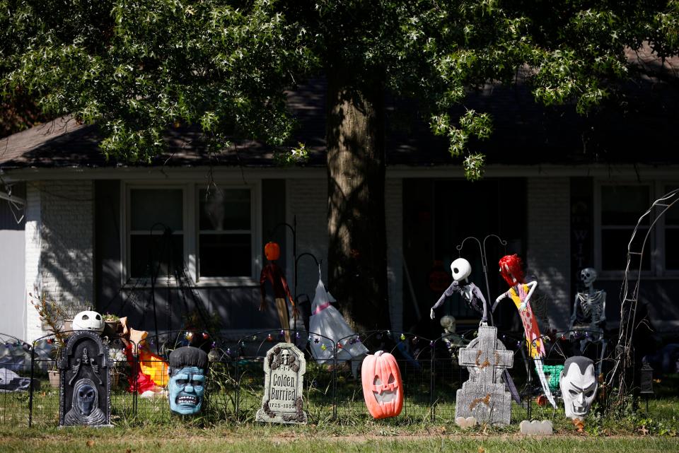 A house at 2633 S. National Ave. decorated for Halloween.