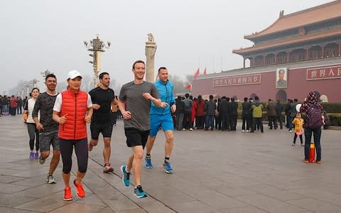 Mark Zuckerberg jogging in Beijing - Credit: Facebook