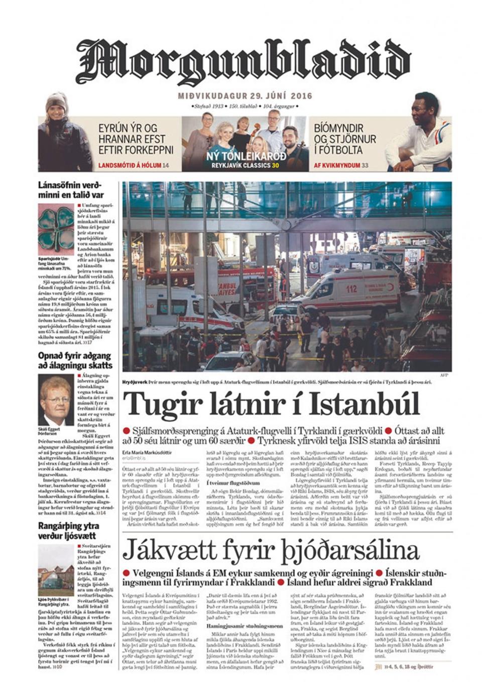 Front-page coverage of Istanbul's Ataturk Airport attack