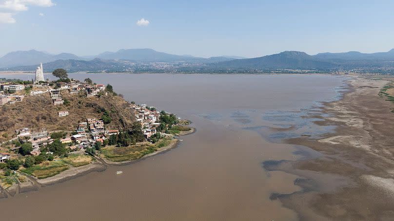 Janitzio Island stands in Lake Patzcuaro, which has low water levels during a drought in Mexico.