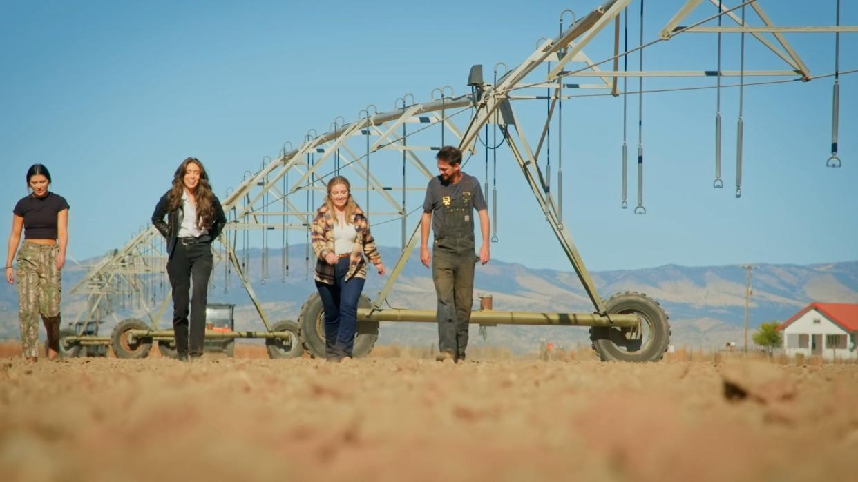 Daters Emerson, Joy and Wisconsin's Grace Girard with Farmer Brandon Rogers in the "Final Solo Dates" episode of "Farmer Wants a Wife," which aired April 18, 2024, on FOX.