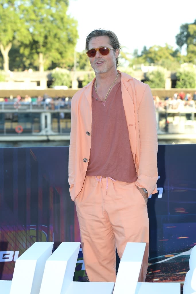 Brad Pitt attends the “Bullet Train” photocall at Bateau L’Excellence in Paris on July 16. - Credit: Photo by Dominique Charriau/Getty Images