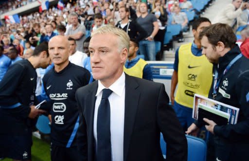 French national football team head coach Didier Deschamps arrives to attend the friendly football match France vs Uruguay at the Oceane stadium in Le Havre, western France. The match ended in a 0-0 draw