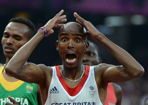 Britain's Mohamed Farah celebrates after winning the men's 5000m final at the London 2012 Olympic Games on August 11. By entering both the 10,000m and 5,000m, Mo Farah was attempting to join the elite band of six long-distance runners who have pulled off the double at an Olympics -- and he did it, becoming a national hero in the process