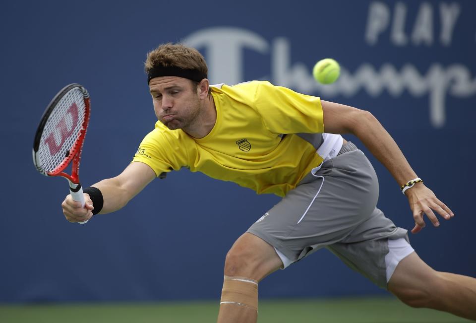 The last match Mardy Fish played on the ATP Tour was August 20, 2013 in Winston Salem, North Carolina. (Photo by Bob Leverone/Getty Images)