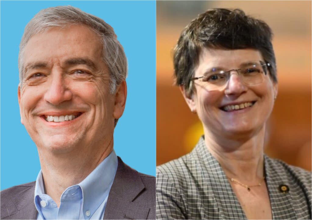 Jeff Gudman and Elizabeth Steiner are competing for the Democratic nomination for treasurer. (Campaign photos)