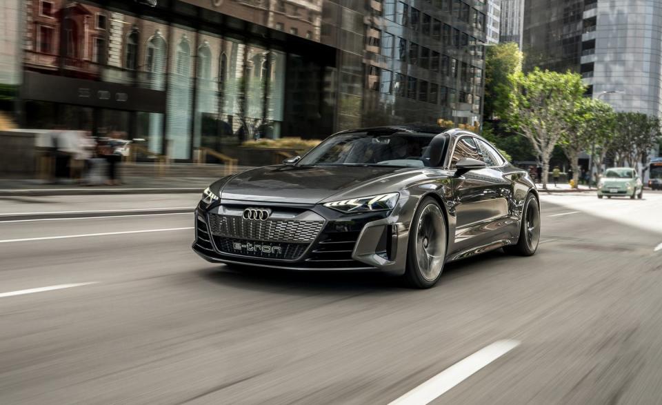 <p>The e-tron is <a rel="nofollow noopener" href="https://www.caranddriver.com/news/a25349648/audi-e-tron-gt-concept-porsche-taycan-shared-platform/" target="_blank" data-ylk="slk:being developed in conjunction;elm:context_link;itc:0;sec:content-canvas" class="link ">being developed in conjunction</a> with <a rel="nofollow noopener" href="https://www.caranddriver.com/porsche/taycan" target="_blank" data-ylk="slk:the upcoming Porsche Taycan EV;elm:context_link;itc:0;sec:content-canvas" class="link ">the upcoming Porsche Taycan EV</a>.</p>