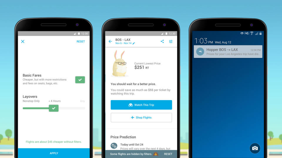 Hopper adds filters for airfare predictions.