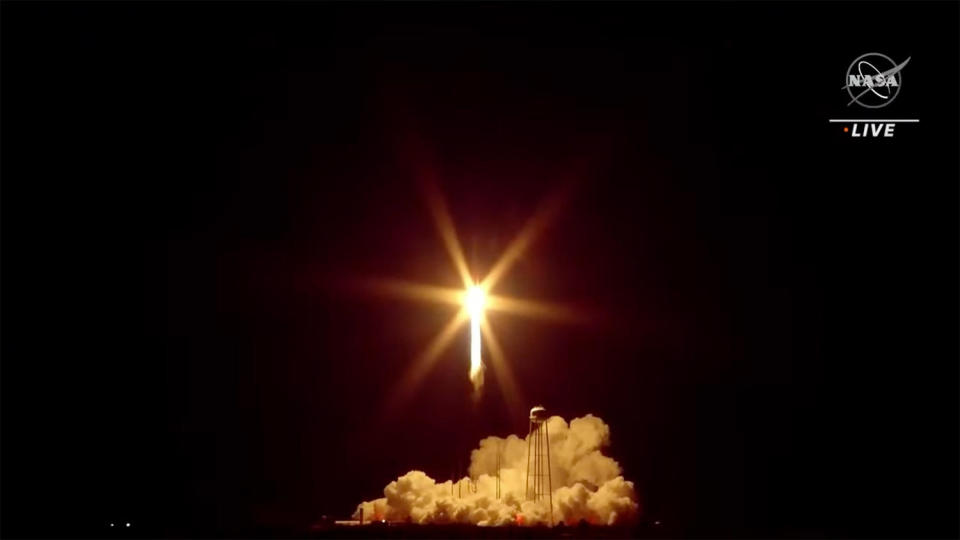 The final Northrop Grumman Antares 230+ rocket, built with U.S., Russian and Ukrainian components, blasts off from the Mid-Atlantic Regional Spaceport - MARS - in Wallops Island, Virginia, carrying a Cygnus cargo ship bound for the International Space Station. / Credit: NASA TV