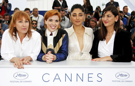 71st Cannes Film Festival - Photocall for the film "Girls of the Sun" (Les filles du soleil) in competition - Cannes, France May 13, 2018. Director Eva Husson poses with producer Didar Domehriand and cast members Emmanuelle Bercot and Golshifteh Farahani. REUTERS/Jean-Paul Pelissier