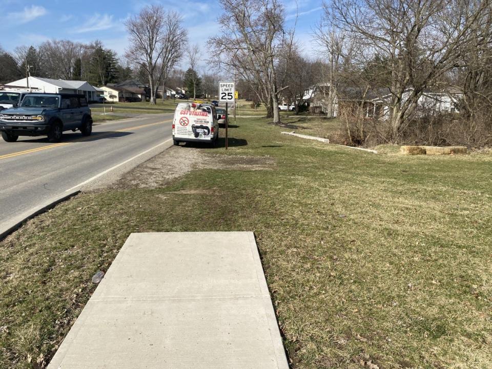 Backed by a $400,000 grant from the Ohio Department of Transportation's Safe Routes to School program, the city of Pickerington plans to extend this sidewalk on the north side of West Columbus Street, just west of the intersection with Hill Road, to provide safer walking to students going to and from Ridgeview Junior High School. The project also includes extending sidewalks along the north side of Long Road, between Hill Road North and Poplar Street to enhance walkability for students going to and from Pickerington Elementary.