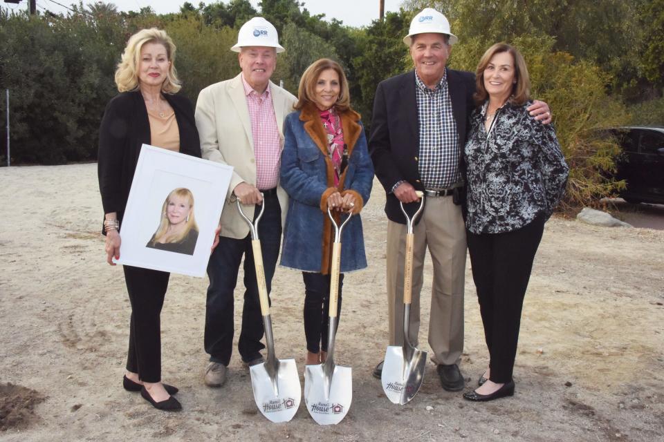 From left, Jan Lupia (holding a photo of Anne Silverstein, who the new property is named in honor of), Emmett Clancy, Antoinette Clancy, Floyd Rhodes and Patricia McDonnell attend the groundbreaking of Mama's House second residential property.