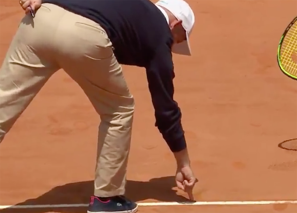 The chair umpire reckoned the ball was good. Image: Tennis TV