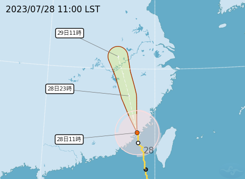 中央氣象局指出，暴風圈已脫離台灣本島，金門、澎湖風雨持續中。（中央氣象局提供）