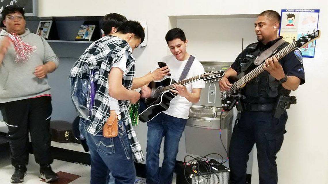 Martinez plays in a band with students at Canyon Springs High School, an alternative high school in the Caldwell School District. He said music is a way he connects with the students.