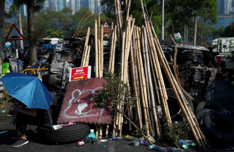 Protesters at the Chinese University in Hong Kong