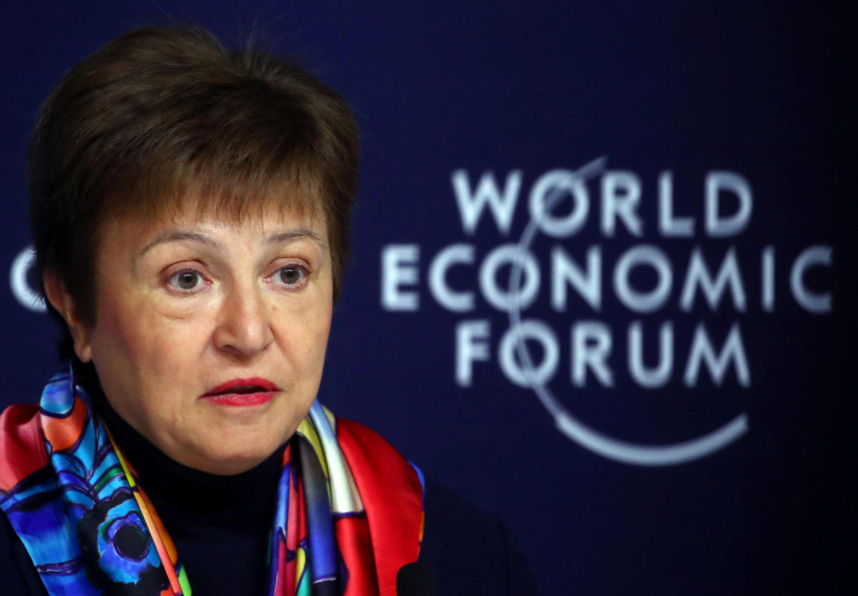 IMF Managing Director Kristalina Georgieva speaks at a news conference ahead of the World Economic Forum (WEF) in Davos, Switzerland January 20, 2020. REUTERS/Denis Balibouse