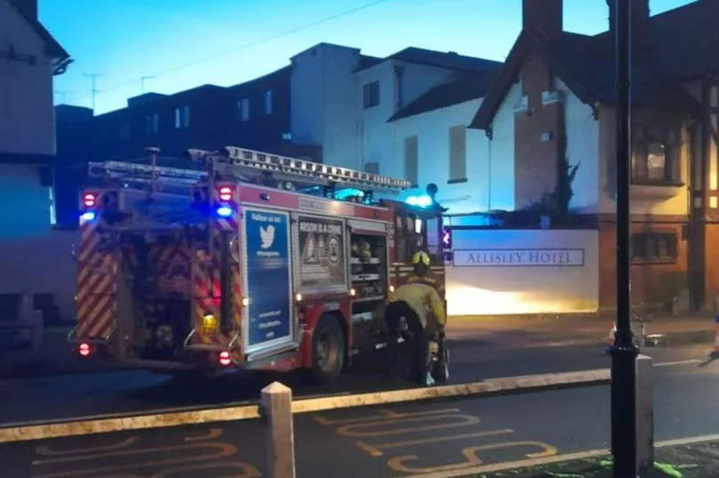 A fire broke out at the former Allesley Hotel in Coventry