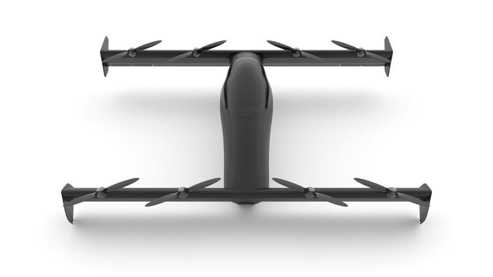 A closer look at the BlackFly's eight electrically powered propellers