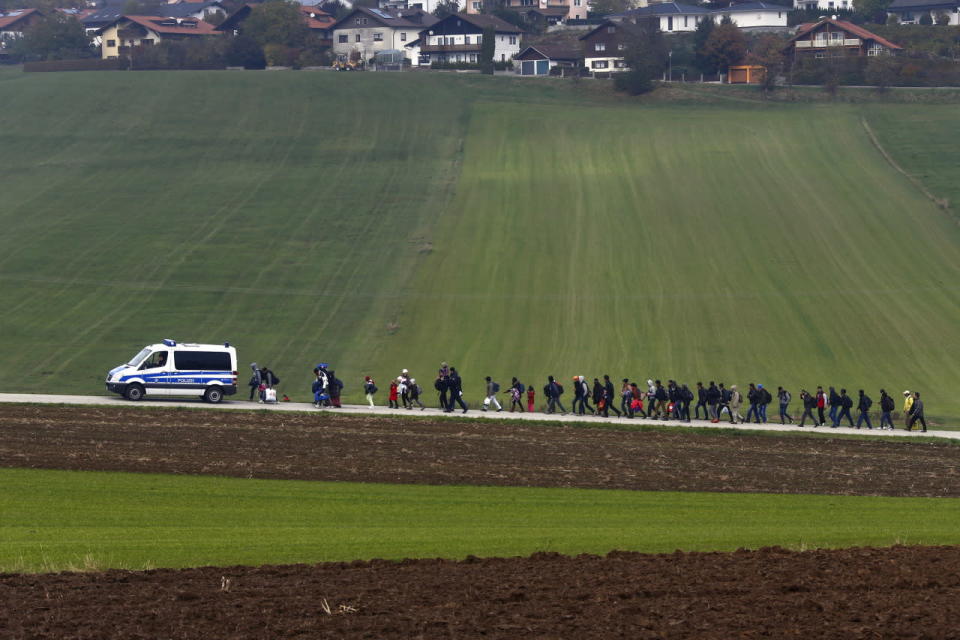 Escorted by German police