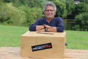 Steven Raichlen on the set of Project Fire. A new season 3 segment is the Mystery Box Challenge, during which Steven creates a new dish using ingredients contained in the box.