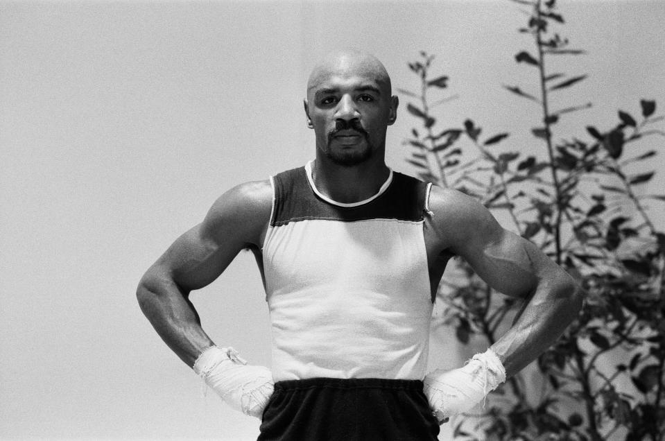 WBC and WBA world champion Marvin Hagler training for his sixth defence of his world titles against Italy's Fulgencio Obelmejias, 28th October 1982. (Photo by Monte Fresco /Daily Mirror/Mirrorpix/Getty Images)