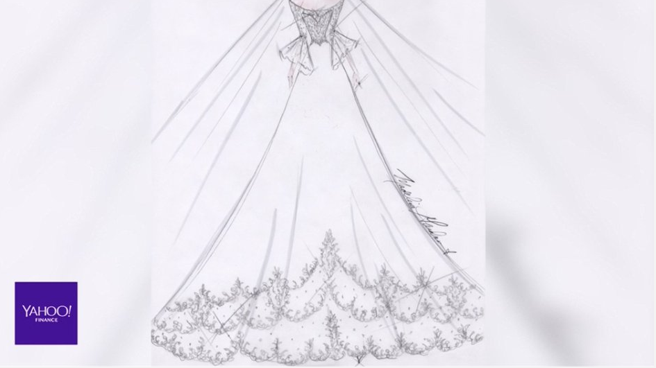 Madeline Gardner’s sketch of what she thinks Meghan Markle will wear on the big day.